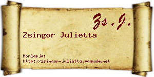 Zsingor Julietta névjegykártya